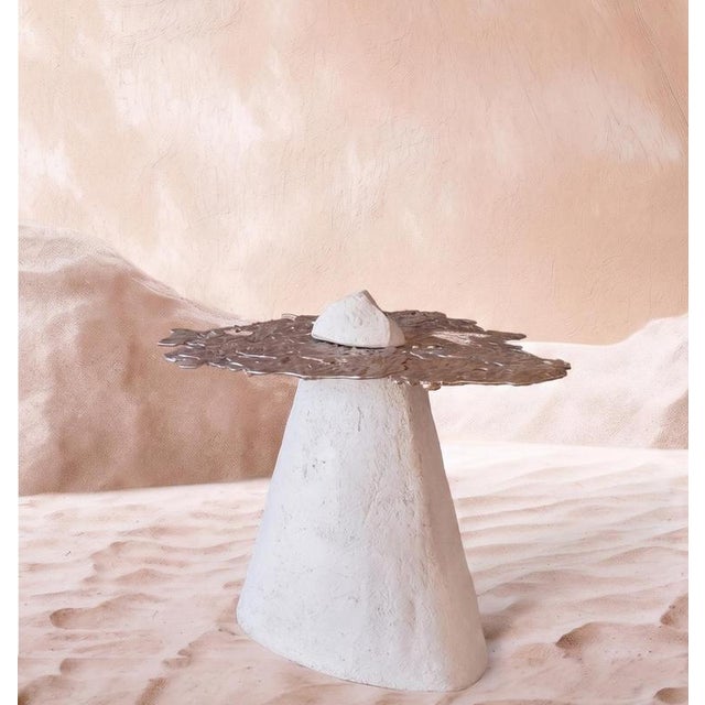 Talisman Side Table #1 in Stoneware and Bronze by Margaux Leycuras. One of a Kind, Signed and numbered. Dimensions: D 47 x...