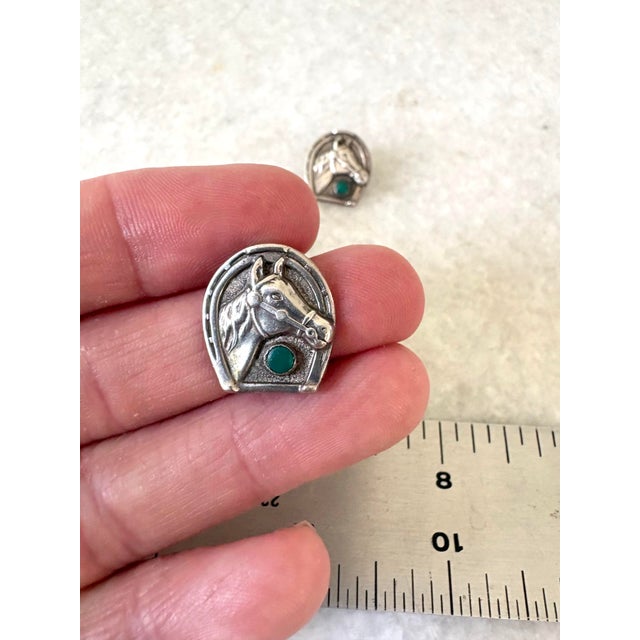 American Vintage Bell Trading Post Turquoise & Sterling Silver Post Earrings For Sale - Image 3 of 5