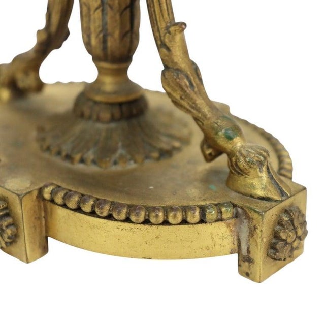 French Chelsea Neoclassical Gilt Bronze & Marble Mantle Clock Girandole Set For Sale - Image 17 of 18