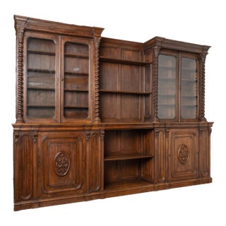 Late 19th Century Large French Oak Bookcase Display Cabinet For Sale