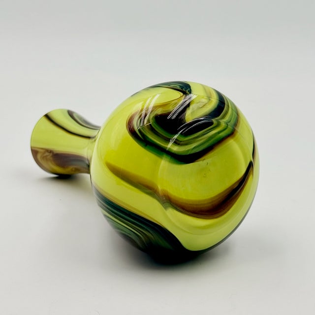 Lemon Yellow Murano Glass Vase with Amethyst Swirls by Carlo Moretti, 1970s For Sale - Image 12 of 16