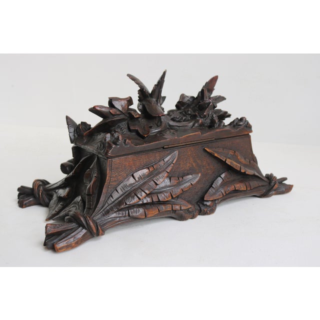 Antique Swiss Hand Carved Black Forest Jewelry Box, 1880 For Sale - Image 10 of 14