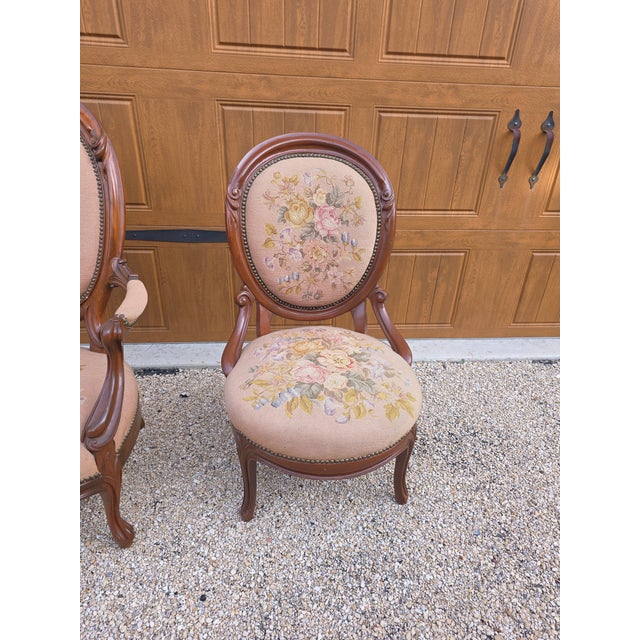 Antique Victorian Needlework Parlor Chair For Sale In San Antonio - Image 6 of 18