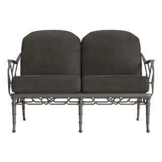 Brown Jordan Calcutta Loveseat, Mica frame with Fusion Charcoal fabric For Sale