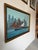 Striking large-scale 1980’s acrylic on canvas painting by Diane Kenny, depicting a dynamic maritime harbor scene set...