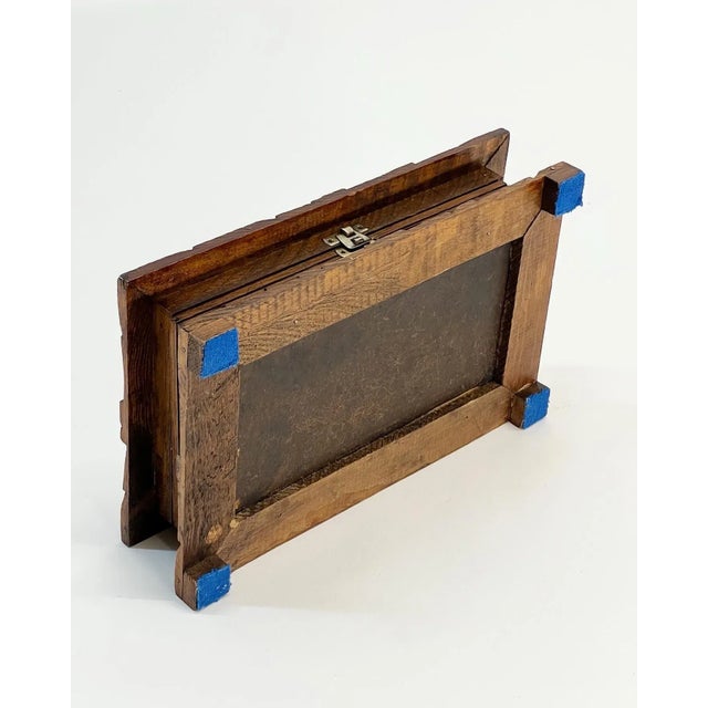 Wood 1970s Vintage Mexican Folk Art Carved Wooden Box With Orion Decorative Tiles For Sale - Image 7 of 9