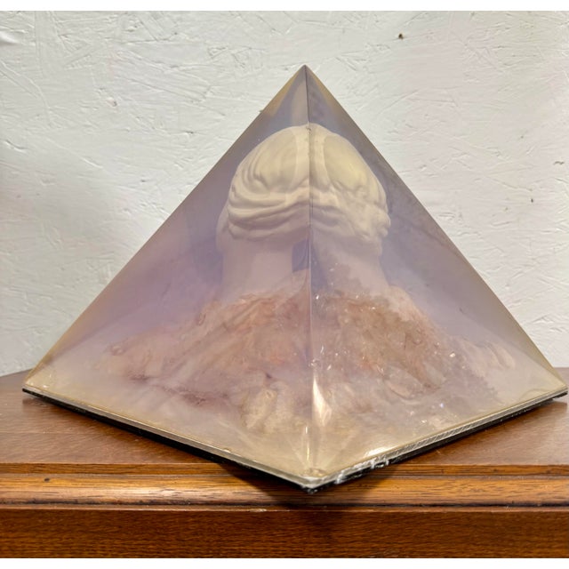 1980s Post Modern Classical Bust Encased Lucite Pyramid Sculpture For Sale - Image 5 of 7