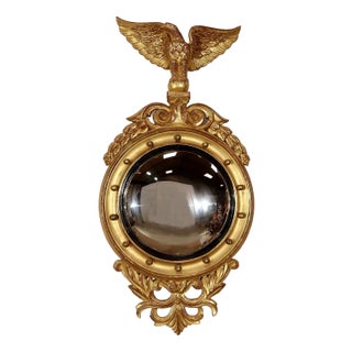 Mid-Century Empire Style Witch Mirror in Giltwood, 1950s For Sale