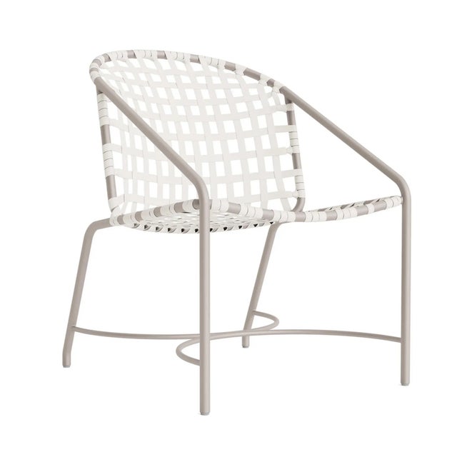 Brown Jordan Kantan Aluminum Vinyl Arm Chair, Dove frame with White Lite fabric For Sale - Image 12 of 12