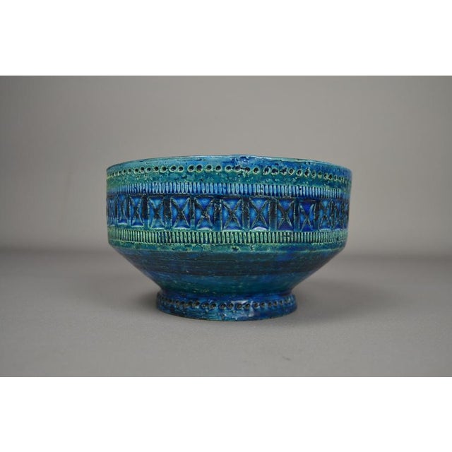 Rimini Blu Glazed Ceramic Footed Centerpiece Bowl by Aldo Londi by Bitossi, 1950s For Sale - Image 4 of 13