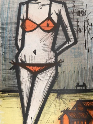 La Plage, Bernard Buffet Lithograph, Signed in the Plate