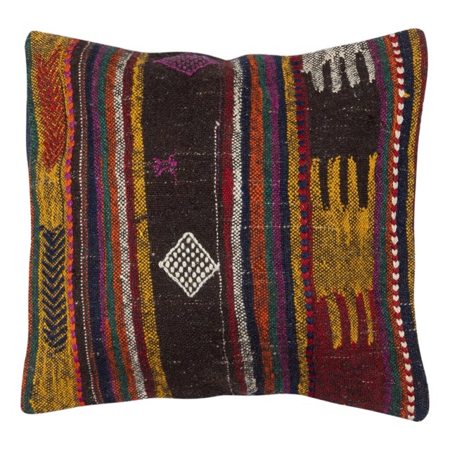 20"x20" Rustic Kilim Pillowcase. Handmade Cushion Cover. Vintage Accent Pillow For Sale