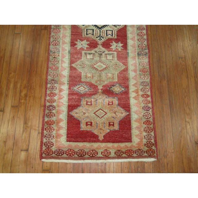 Mid 20th Century Vintage Soft Red Turkish Runner - 2'10" x 14'2" For Sale - Image 5 of 5