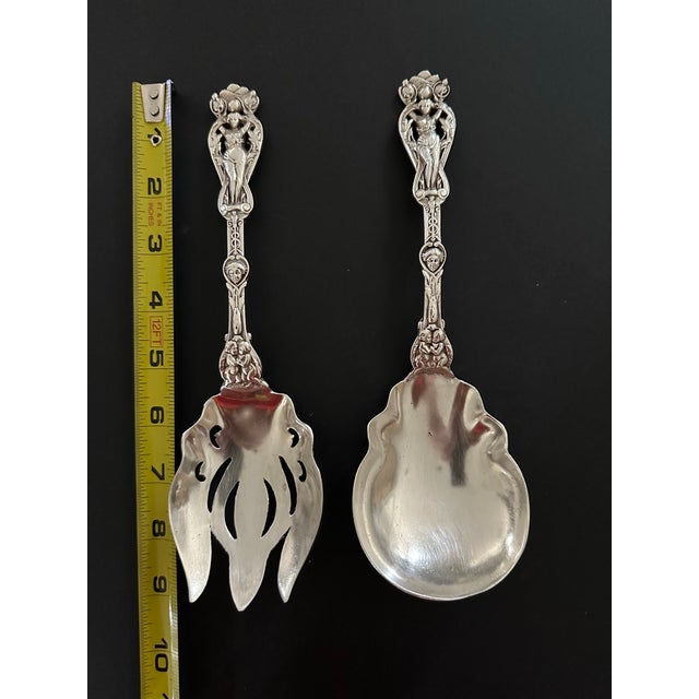 Early 20th Century Hunt & Roskel Ltd. Sterling Serving Fork & Spoon For Sale - Image 9 of 12