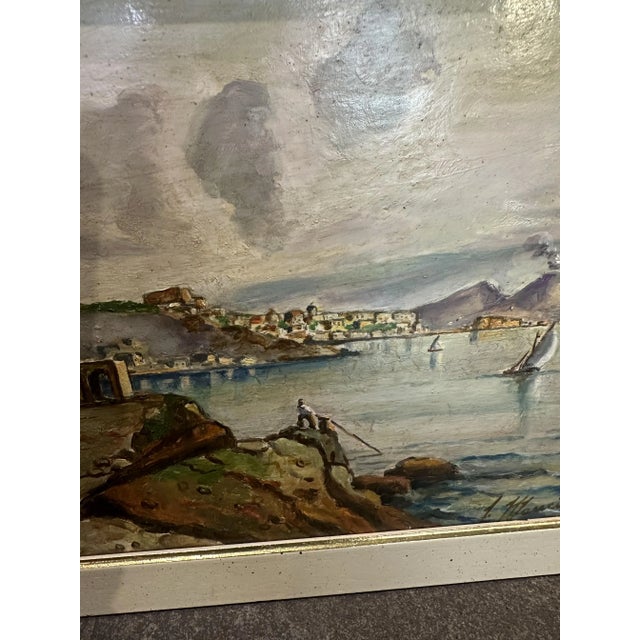 Mancini, View of the Gulf of Naples, 1950s, Oil on Panel, Framed For Sale - Image 6 of 10