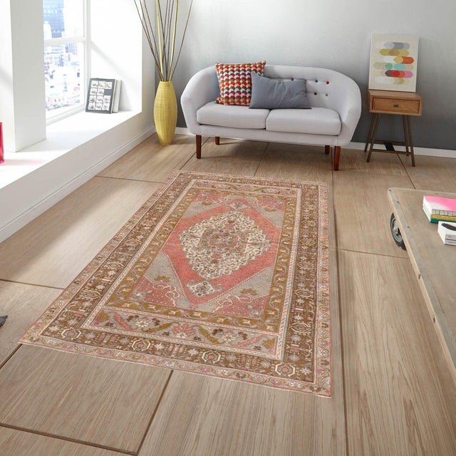 Pasargad Home Vintage Sivas Salmon Wool Area Rug, 4' 7'' X 8' 6'' For Sale In New York - Image 6 of 6