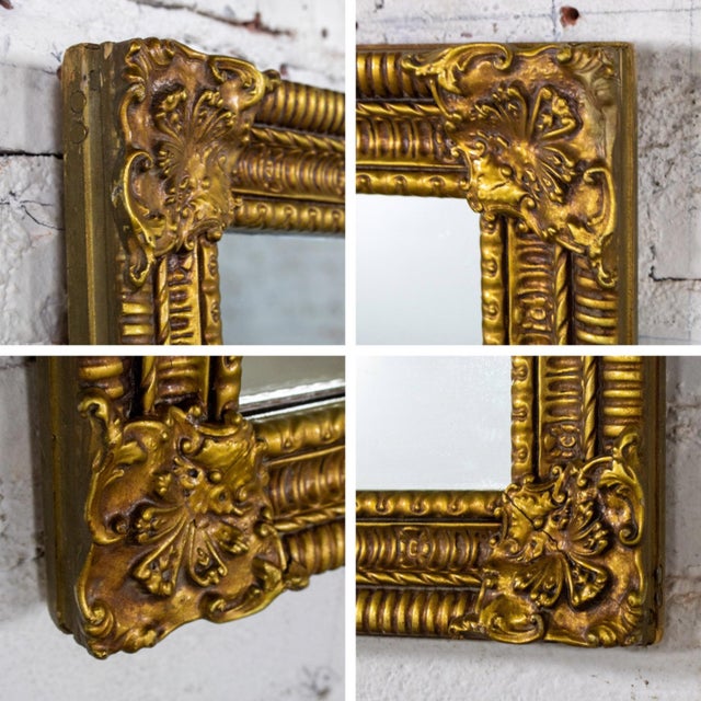 Late 20th Century Neoclassical Rococo Wall Mirror Rectangular Ornate Gilded Wood and Gesso Frame For Sale - Image 15 of 18