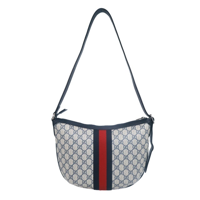 Gucci Gucci Navy Gg Supreme Canvas and Leather Small Ophidia Crossbody Bag, 2018. For Sale - Image 4 of 17
