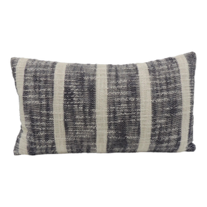 Vintage Blue and White Woven Stripes Indian Decorative Bolster Pillow