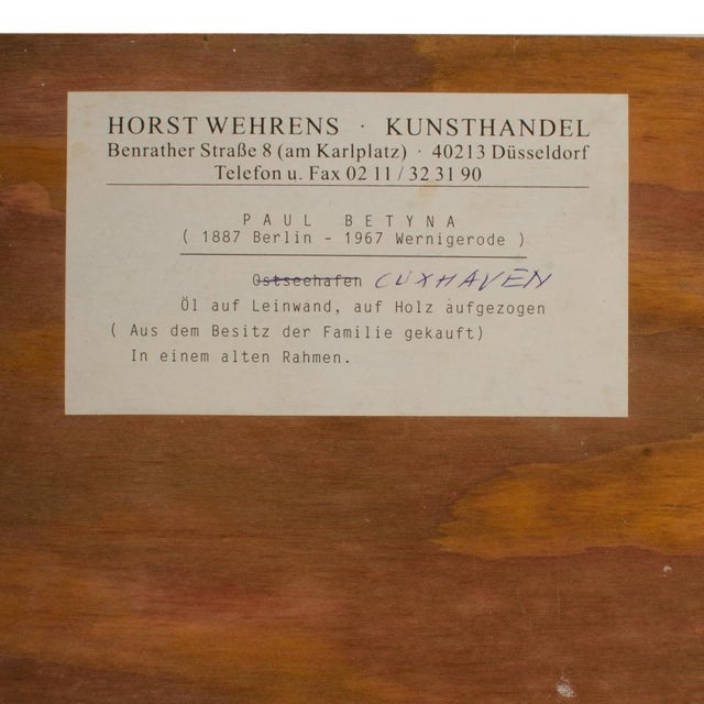 Sky Blue Paul Betyna (German, B. 1887- D. 1967), "Cuxhaven" Painting. For Sale - Image 8 of 9