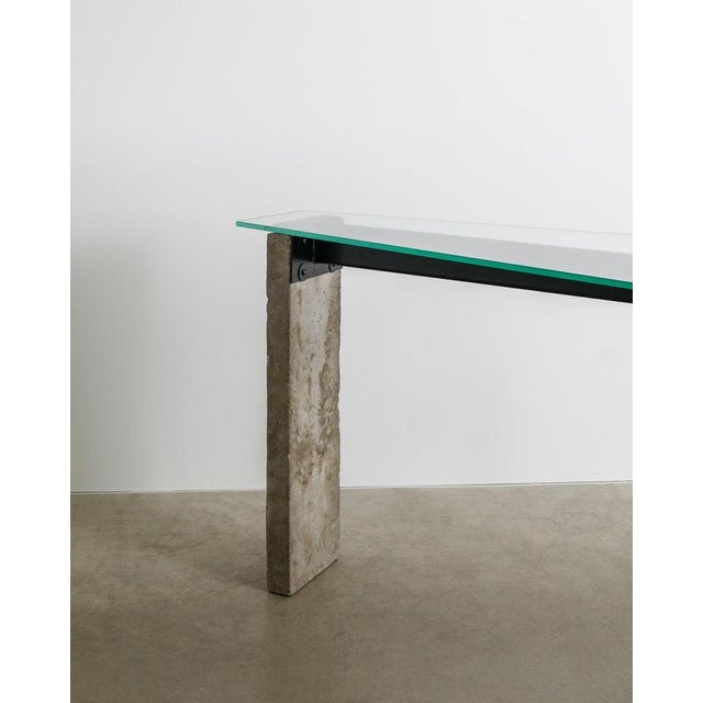 Swedish Contemporary Concrete Desk Console Table in Glass & Metal by Jonas Bohlin for Källemo, 1990s For Sale - Image 3 of 7