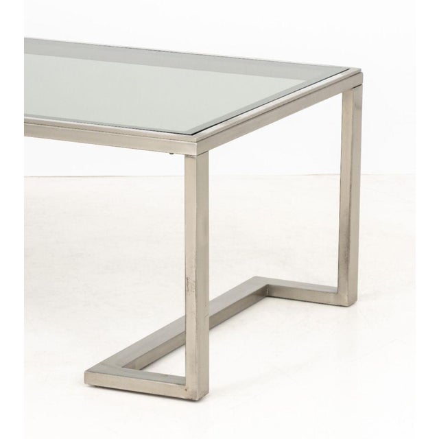 1970s Modern Smoked Glass Top and Metal Coffee Table For Sale - Image 5 of 7