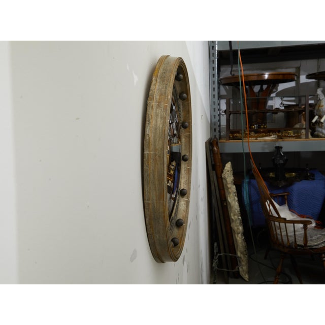 English 1900s Silver Leaf Beaded Convex Bullseye Mirror with Ebonized Accents For Sale - Image 9 of 9