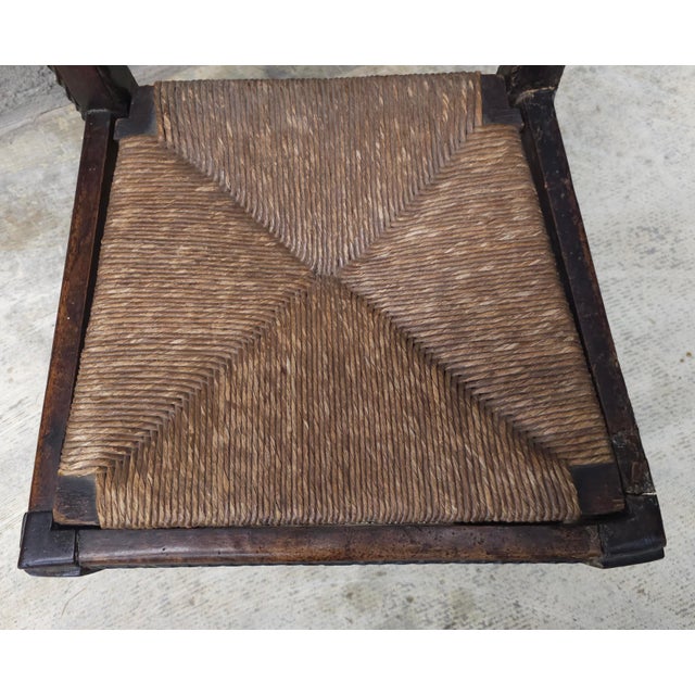 18th Century Hand-Crafted Wanut and Rush Collector's Side Chair For Sale - Image 4 of 9