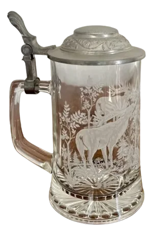 Etched Glass Tankard, 1920s