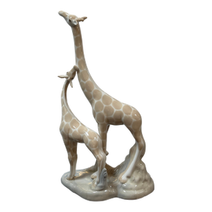 Miquel Requena Giraffe and Calf Porcelain Figurine, Signed