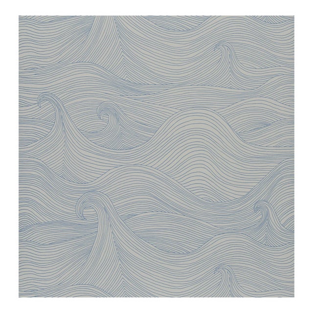 Abigail Edwards “Seascape – Summer” Wallpaper. Made in England | Hand-Drawn Coastal Wave Pattern - Two Rolls. For Sale