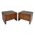 Vintage Baughman-Style Wood Side Tables With Metallic Top For Sale