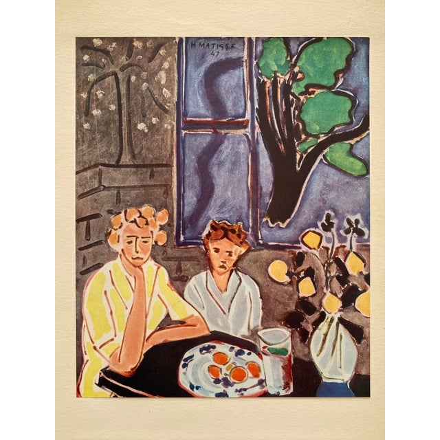 This Henri Matisse rare vintage 1958 Italian fine art lithograph " Two Girls Before a Blue Window " 1947, is an incredibly...