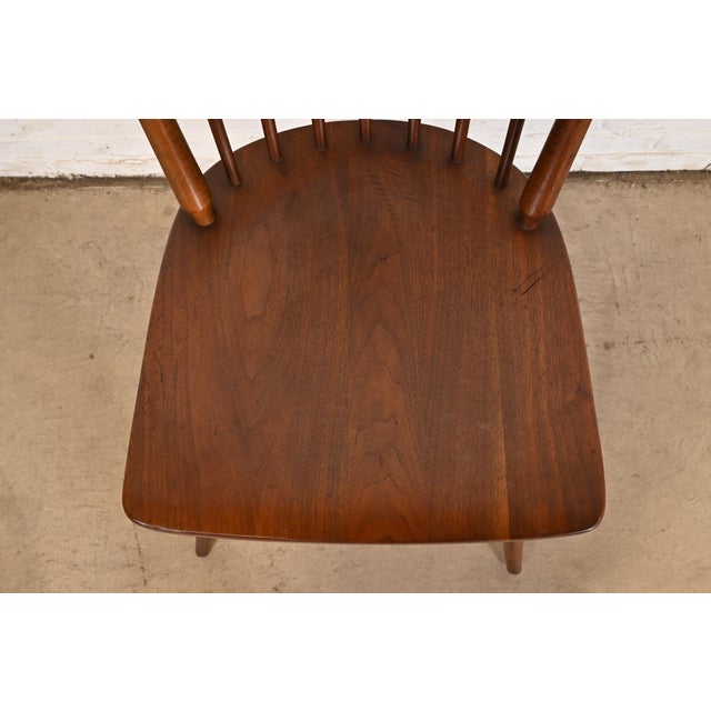 Kipp Stewart for Drexel Declaration Sculpted Walnut Dining Chairs, Set of Five For Sale - Image 11 of 12