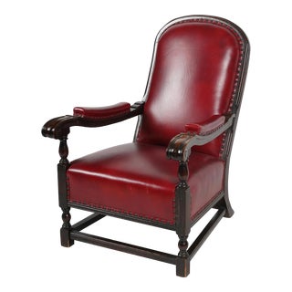 Antique Carved Spanish Colonial Club Chair For Sale