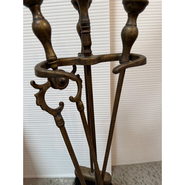 Victorian Style Brass Fireplace Tools, Set of Four For Sale - Image 10 of 12