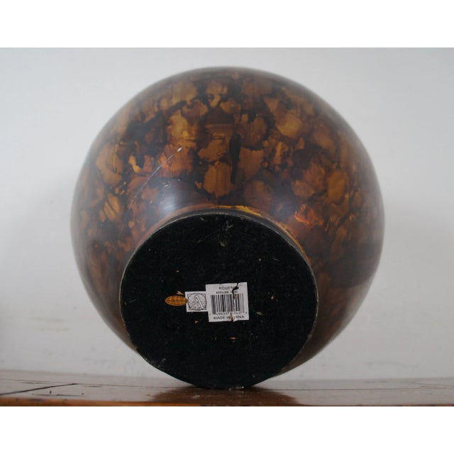 Late 20th Century Adelina Mottled Marbled Gold Amber Brown Bulbous Vase Urn Centerpiece For Sale - Image 10 of 12
