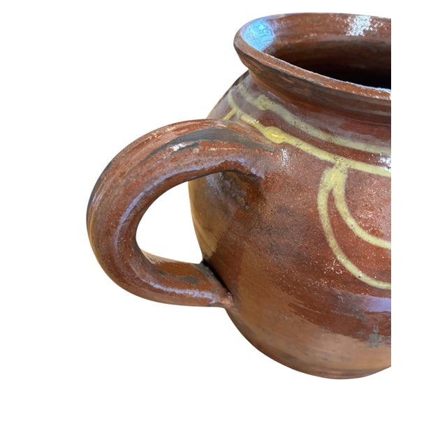 Antique French Terracotta Pot With Hand-Painted Swag Design For Sale - Image 9 of 11