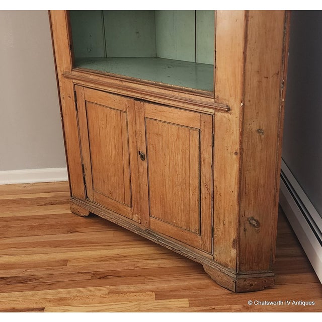 Brown Antique Mid 19th Century Painted & Washed American Pine Primitive Corner Cabinet Cupboard, C1850 For Sale - Image 8 of 18