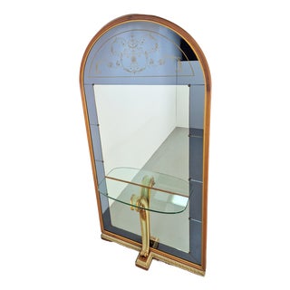 Vintage Floor Mirror with Console Table from Cristal Art, Italy, 1960s For Sale