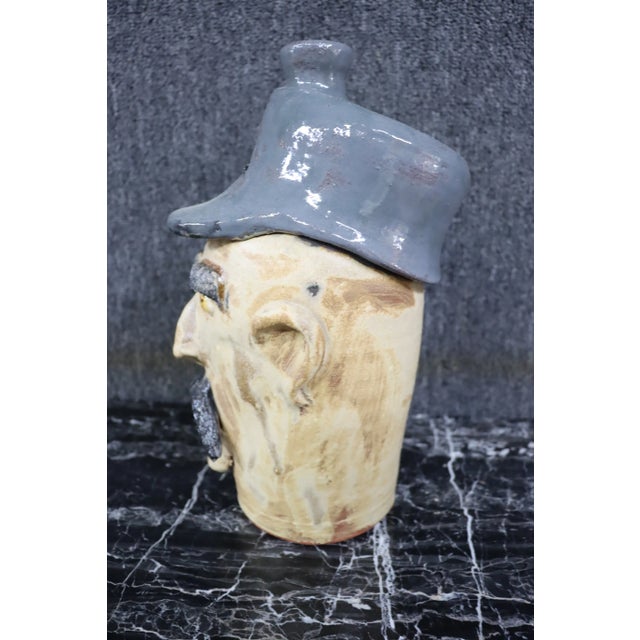 Expressionism Whimsical Terra-Cotta Face Jug For Sale - Image 3 of 7