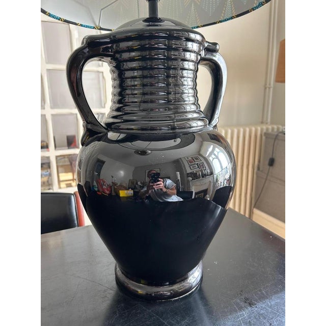 Black Ceramic Table Lamp, 1970s For Sale - Image 6 of 9