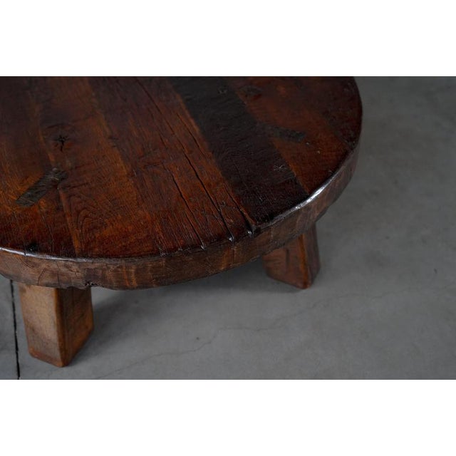 Rustic Round Dark Oak Coffee Table, Netherlands, 1960s For Sale - Image 5 of 11