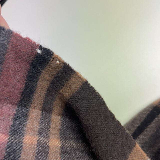 Late 20th Century Late 20th Century Barbour Brown Plaid 100% Wool Scarf For Sale - Image 5 of 9