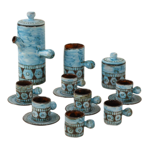 1960's French Ceramic Coffee Set by Alain Maunier- 17 Pieces