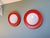 Mid-Century Modern Space Age Round Wall Sconces in Orange Lacquered Metal and White Opaline Glass, 1960s, Set of 2 For Sale - Image 3 of 18