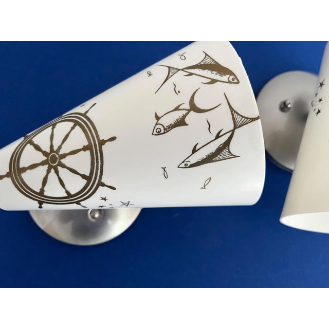 Midcentury Coastal Cone Sconces - A Pair For Sale - Image 13 of 18