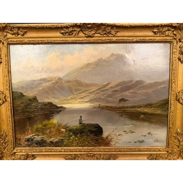 Late 19th-century English oil on canvas landscape painting, signed N. Boel and dated 1890. The painting depicts a tranquil...