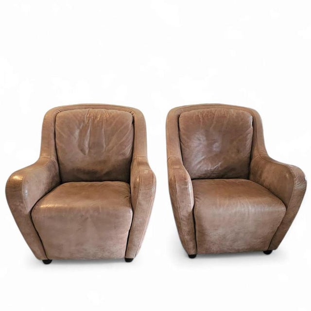 1980s Leather Lounge Chairs from Natuzzi, 1980s, Set of 2 For Sale - Image 5 of 10