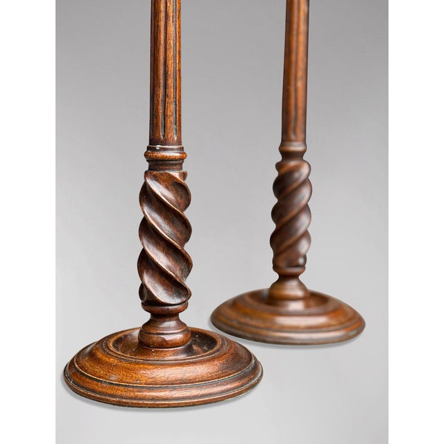A Pair of Fine Quality 19th-Century Scottish Mahogany and Brass Candlesticks (Circa 1830) This exquisite pair of 19th-...